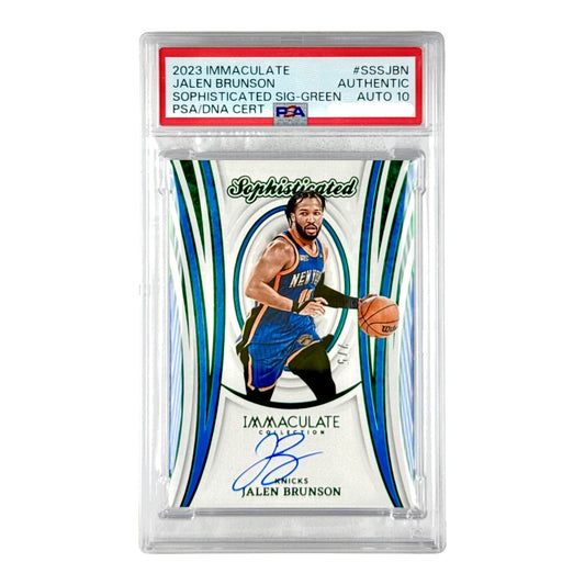 Jalen Brunson 2023 Immaculate Sophisticated Auto Green 2/5 #SSSJBN PSA Auto 10
