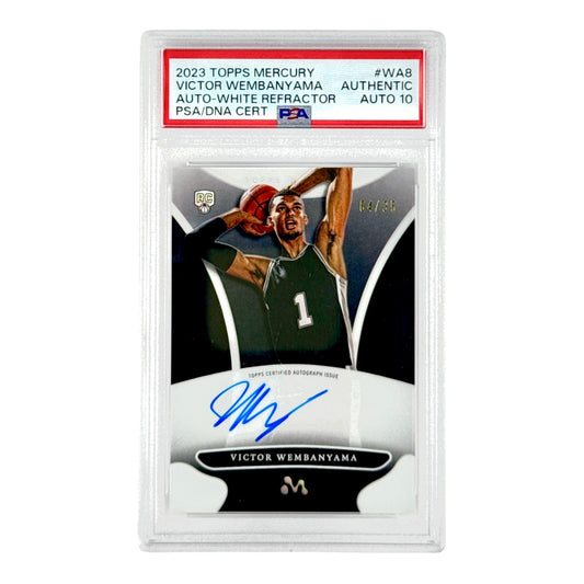 Victor Wembanyama 2023 Topps Mercury Auto White Refractor 04/35 Rookie RC #WA8 PSA Auto 10