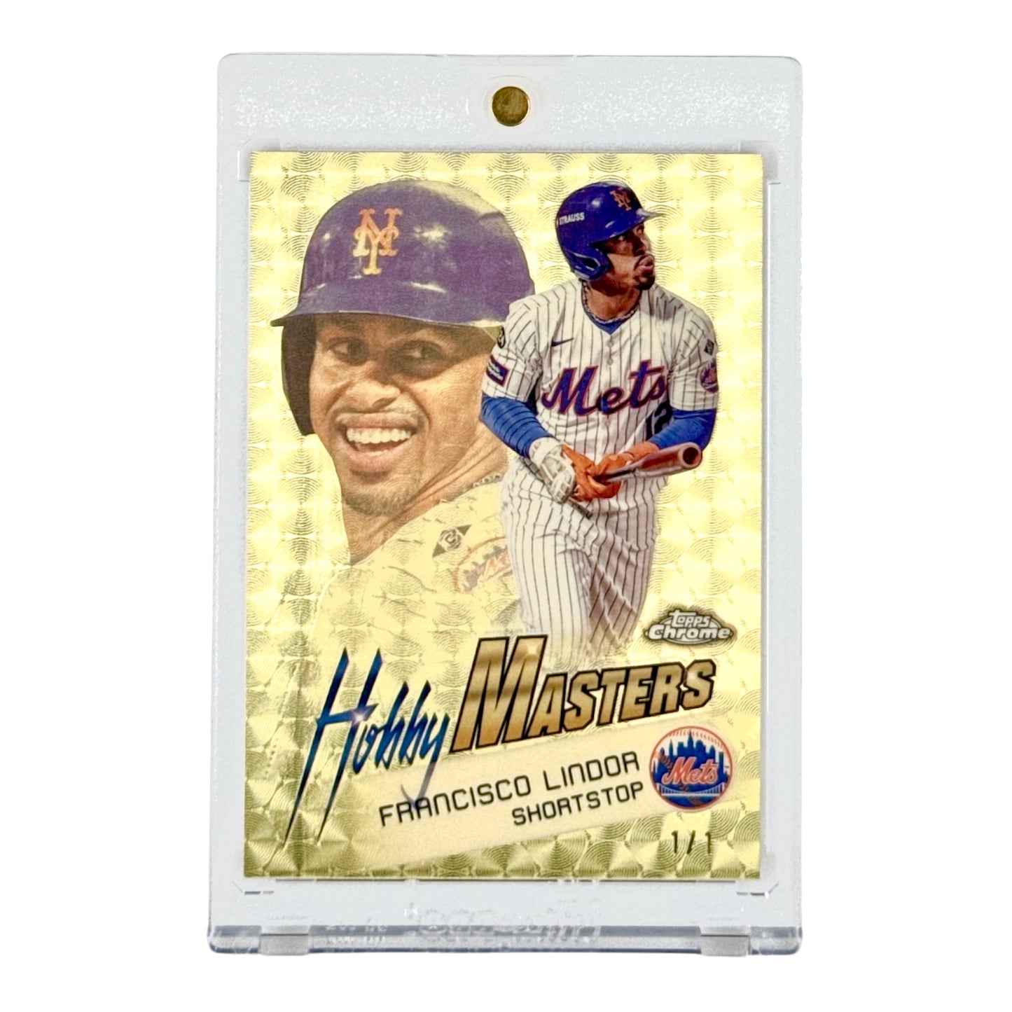Francisco Lindor 2025 Topps Chrome Baseball Hobby Masters SSP Case Hit 1 Of 1 Superfractor Gold Vinyl #HM-6