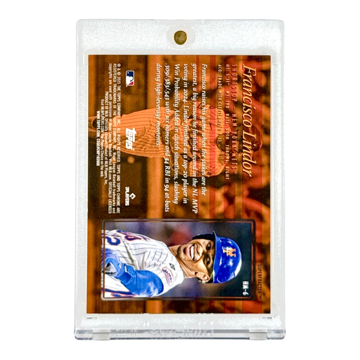 Francisco Lindor 2025 Topps Chrome Baseball Hobby Masters SSP Case Hit 1 Of 1 Superfractor Gold Vinyl #HM-6