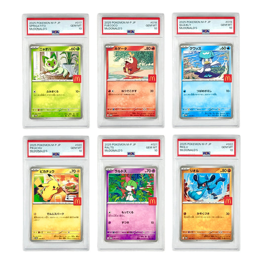 Set of 6 2025 Pokemon Japanese Mcdonald Promo Sequential Numbers PSA 10