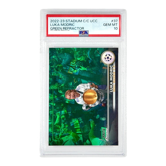 Luka Modric 2022-23 Topps Chrome Stadium Club Green Refractor 67/99 #37 PSA 10