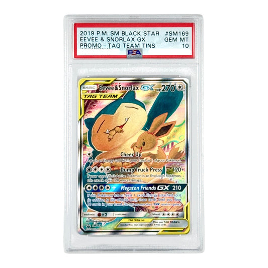 Eevee & Snorlax GX 2019 Pokemon English Sun & Moon Tag Team Promo #169 PSA 10