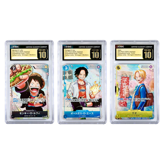 Monkey D.Luffy 2025 OnSet of 3 Luffy/Ace/Sabo One Piece Japanese The Strongest 3 Brothers Saikyo Jump Promo CGC Pristine 10