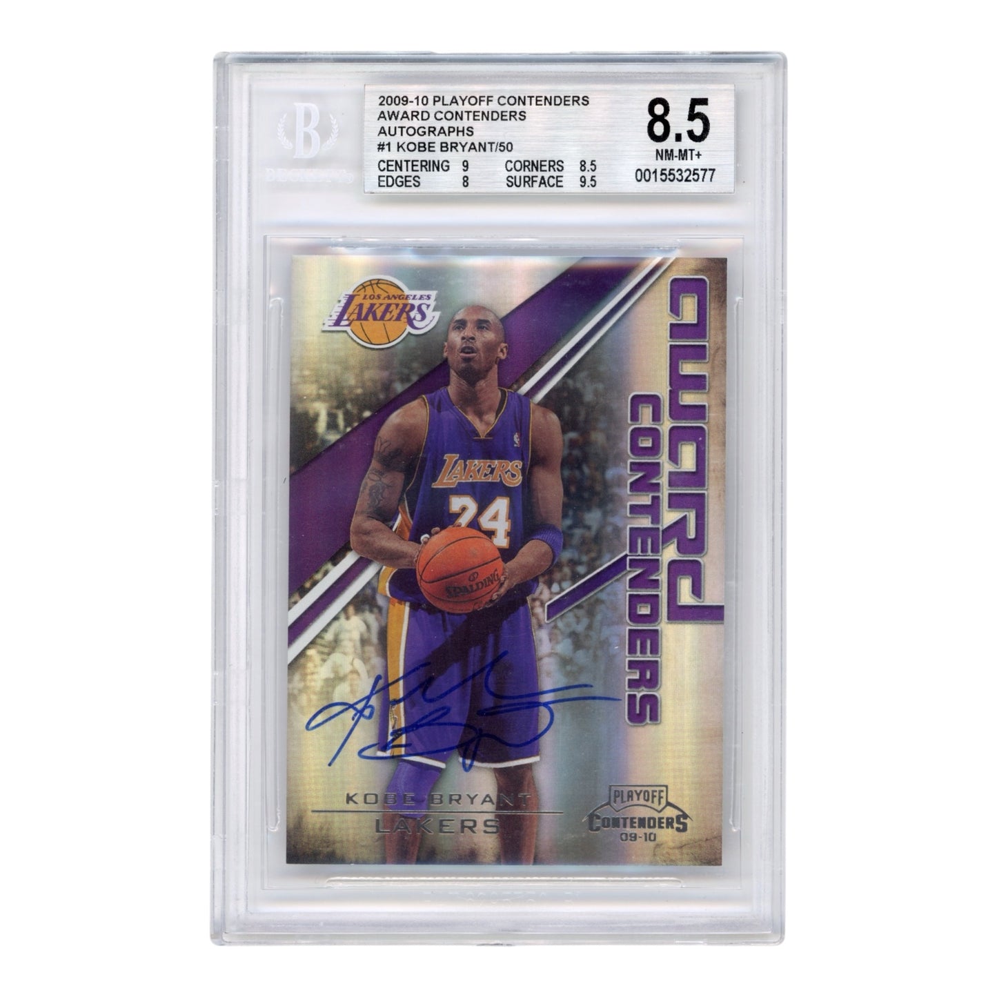 Kobe Bryant 2009-10 Playoff Contenders Award Contenders Auto 20/50 #1 BGS 8.5