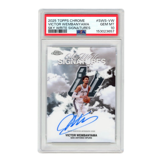 Victor Wembanyama 2025 Topps Chrome Sky White Signatures Auto #SWS-VW PSA 10