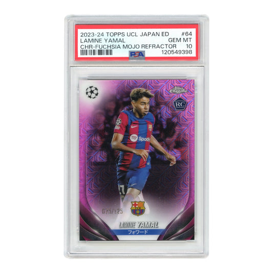 Lamine Yamal 2023-24 Topps Chrome UCL Japan Edition Refractor 075/125 Rookie RC #64 PSA 10
