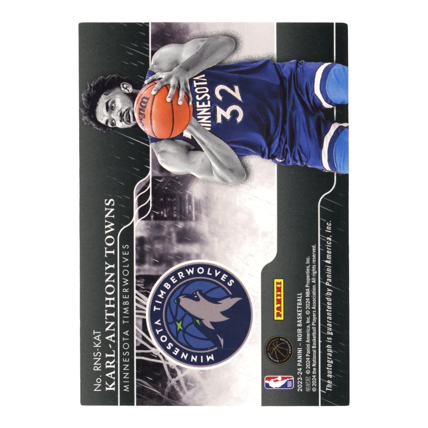 Karl Anthony Towns 2023-24 Panini Noir Reigning Nights Auto 21/49 #RNS-KAT