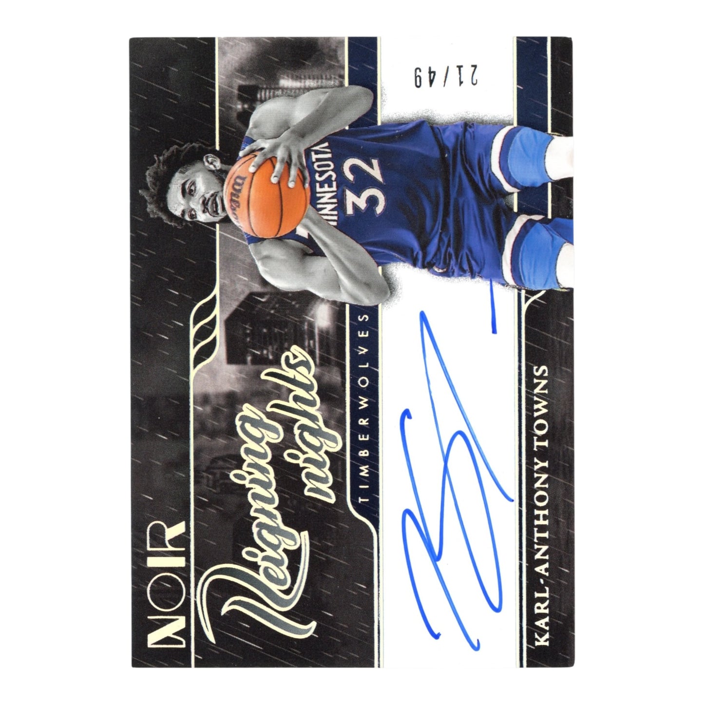 Karl Anthony Towns 2023-24 Panini Noir Reigning Nights Auto 21/49 #RNS-KAT