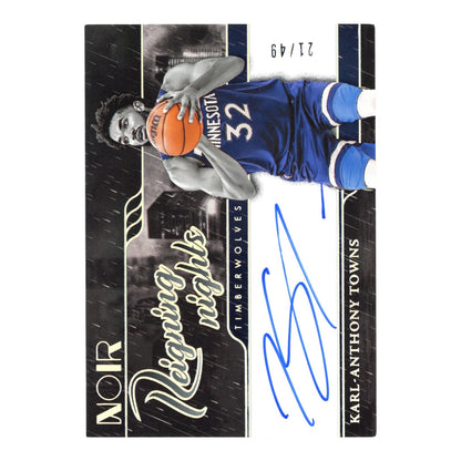 Karl Anthony Towns 2023-24 Panini Noir Reigning Nights Auto 21/49 #RNS-KAT