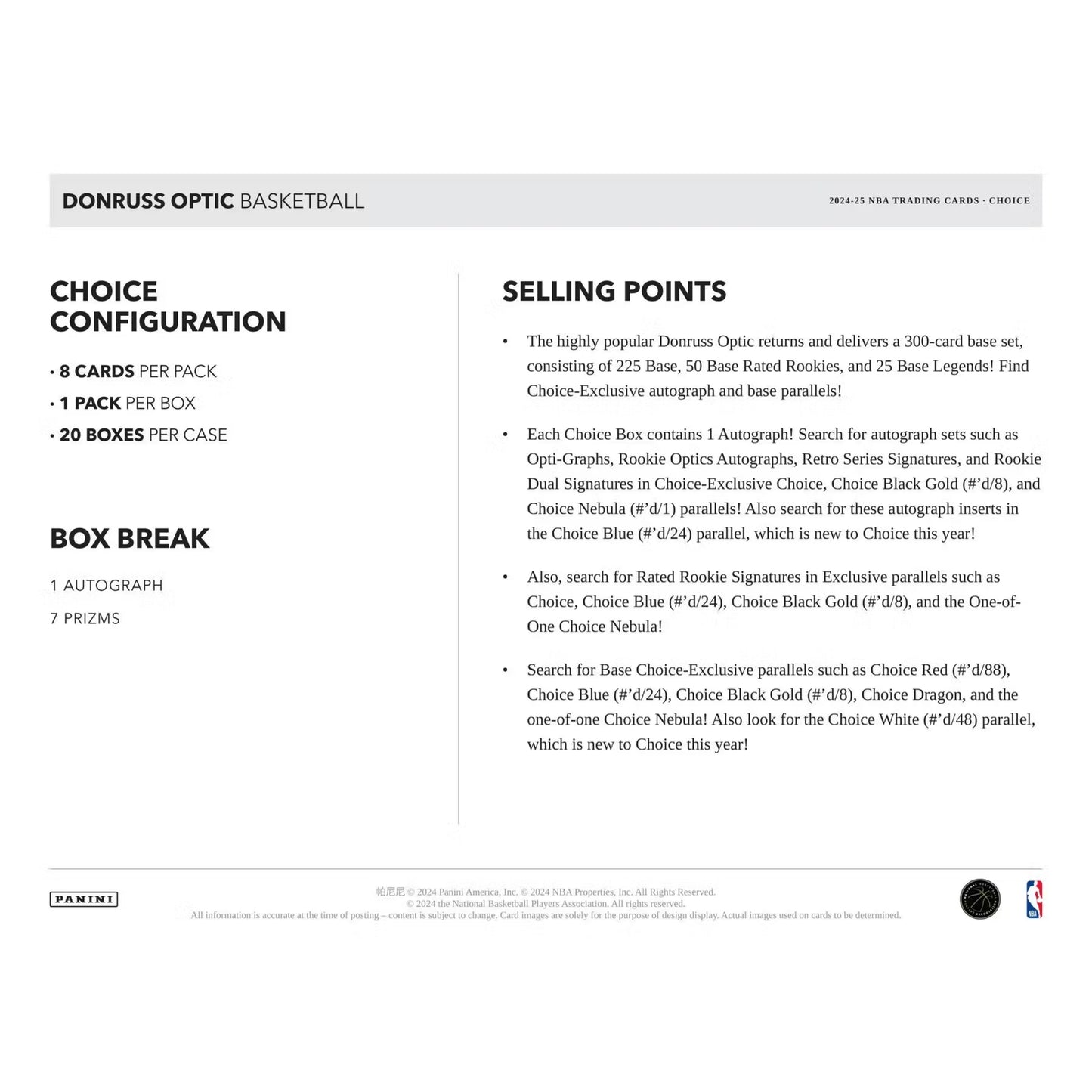 2024-25 Panini Donruss Optic Basketball Choice Box