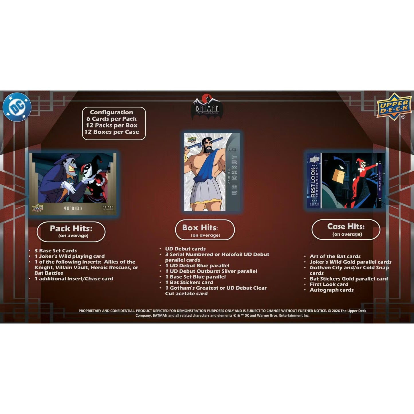 2026 Upper Deck DC Comic Batman：The Animated Series Trading Cards Hobby Box