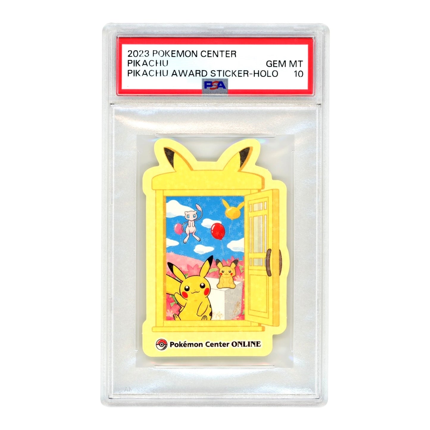 Pikachu 2023 Pokemon Japanese Pokemon Center Pikachu Award Sticker Holo PSA 10