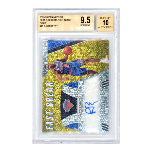 RJ Barrett 2019-20 Prizm Fast Break Auto Gold 04/10 Rookie RC BGS 9.5 Auto 10