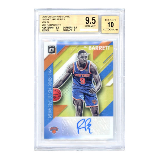 RJ Barrett 2019-20 Donruss Optic Signature Series Gold Auto 04/10 Rookie RC BGS 9.5 Auto 10