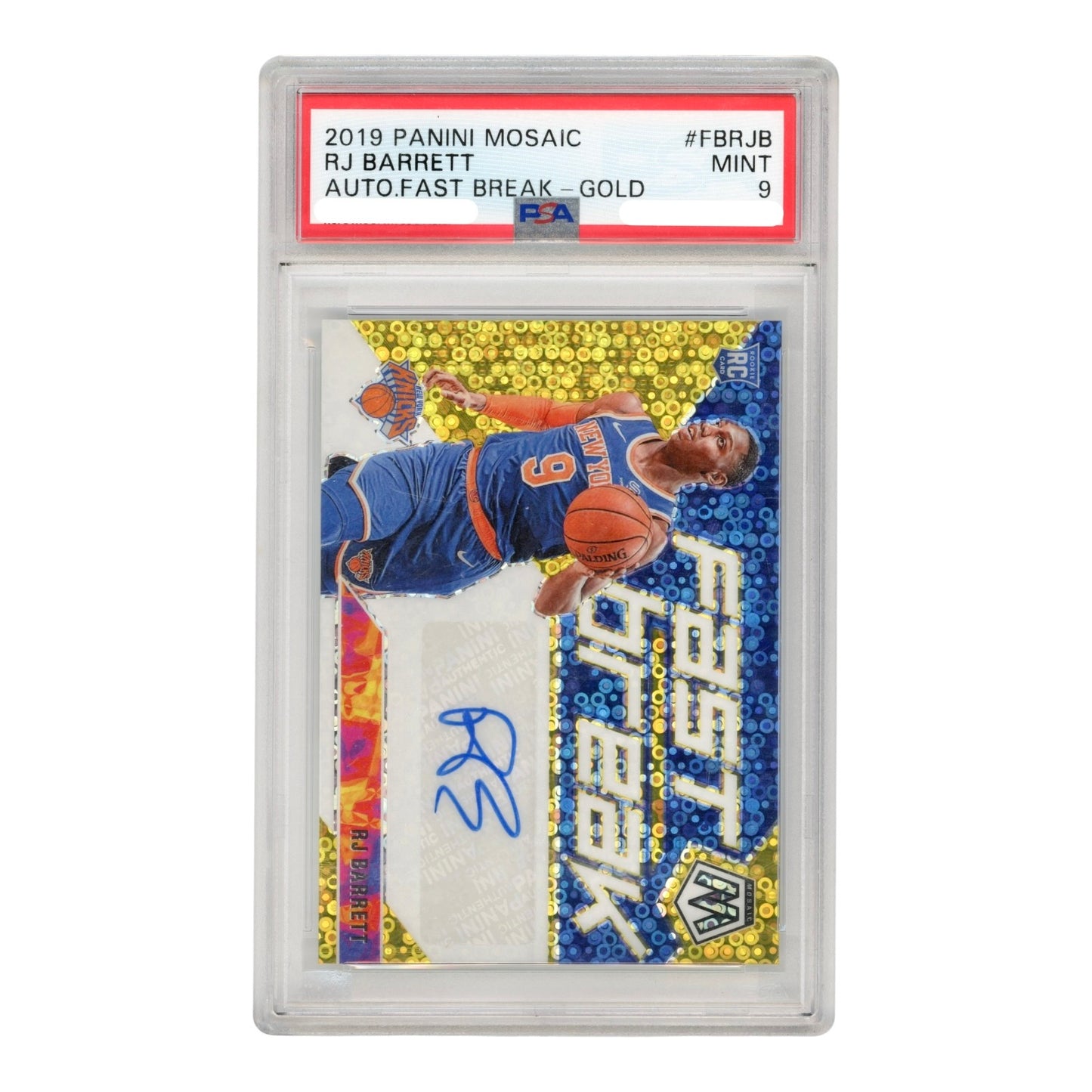 RJ Barrett 2019-20 Mosaic Fast Break Auto Gold 08/10 #FBRJB PSA 9