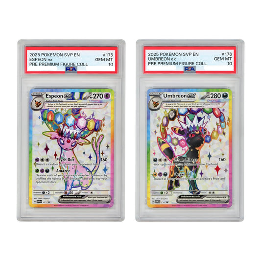 Set Of 2 Umbreon/Espeon ex 2025 Pokemon English Premium Figure Collection Promo #175/176 PSA 10