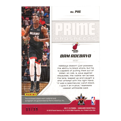 Bam Adabayo 2017-18 Vanguard Prime Prospect Patch Auto 09/99 Rookie RC #146