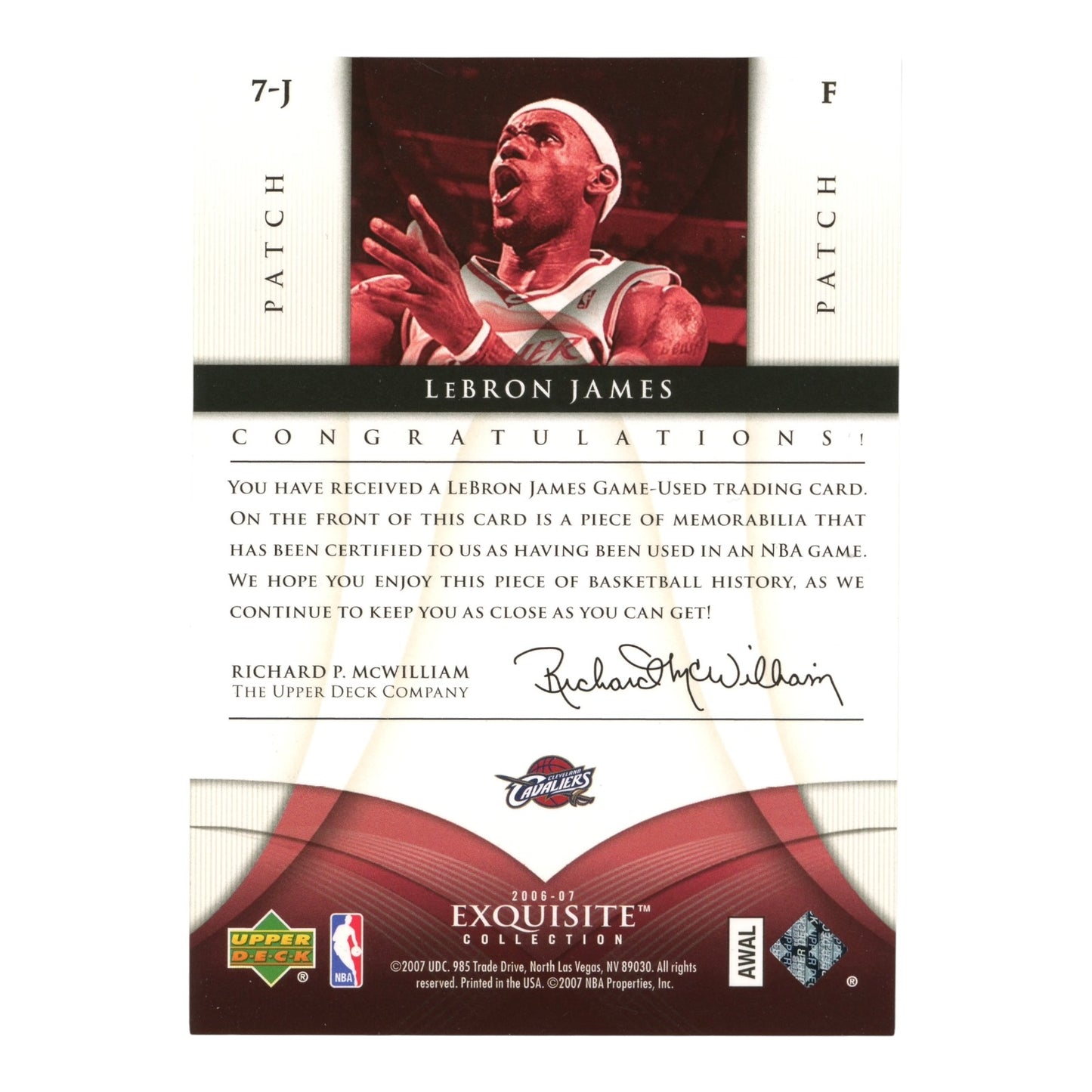 Lebron James 2006-2007 Upper Deck Exquisite Collection Dual Patch 08/10 #7-J