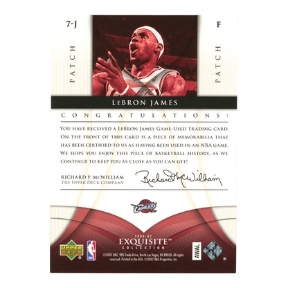 Lebron James 2006-2007 Upper Deck Exquisite Collection Dual Patch 08/10 #7-J