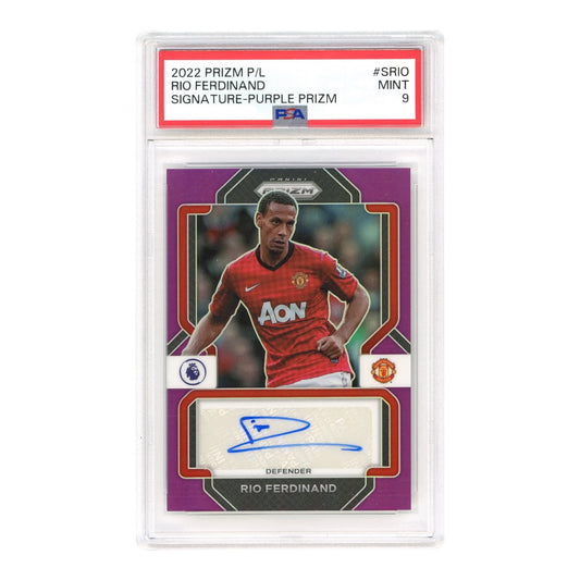 Rio Ferdinand 2022 Prizm English Premier League EPL Auto Purple 14/25 #SRIO PSA 9