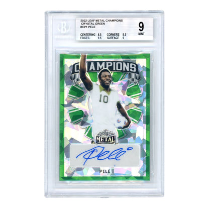 Pele 2022 Leaf Metal Champions Auto Crystal Green 2/2 #CP1 BGS 9