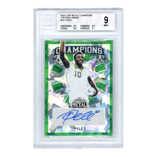 Pele 2022 Leaf Metal Champions Auto Crystal Green 2/2 #CP1 BGS 9