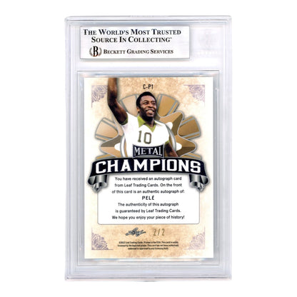 Pele 2022 Leaf Metal Champions Auto Crystal Green 2/2 #CP1 BGS 9