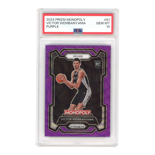 Victor Wembanyama 2023 Prizm Monopoly Purple Rookie RC #81 PSA 10