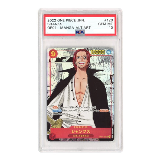 Shanks 2022 One Piece Japanese OP01 Manga Alternate Art #120 PSA 10