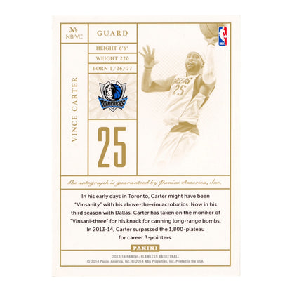 Vince Carter 2013-14 Flawless On Card Auto 10/10 #NB-VC