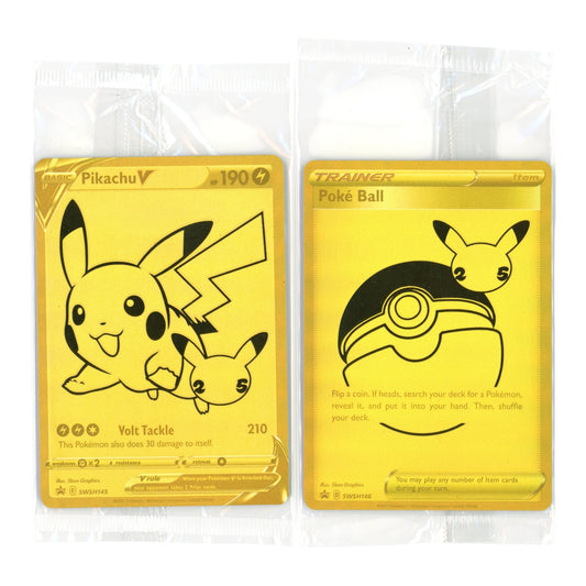 Set Of 2 Pikachu V / Pokeball 2021 Pokemon English Golden Box Promo Sealed Pack