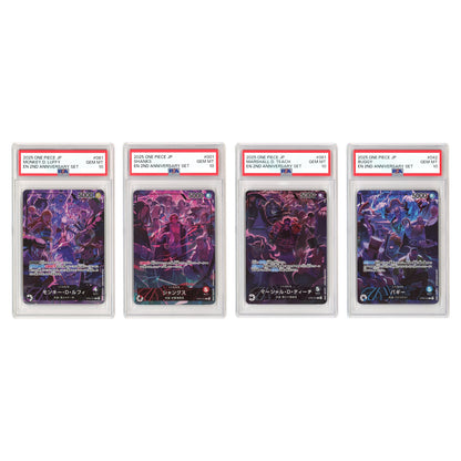 Set of 4 2025 One Piece Japanese 2nd Anniversary Set PSA 10