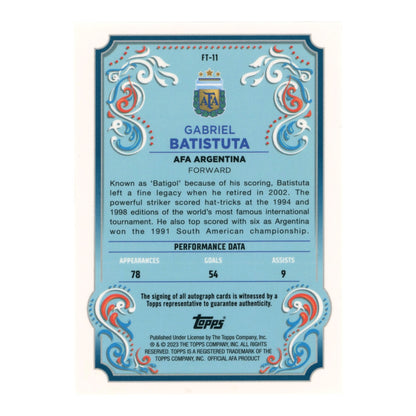 Gabriel Batistuta 2023 Topps Fileteado Auto #FT-11