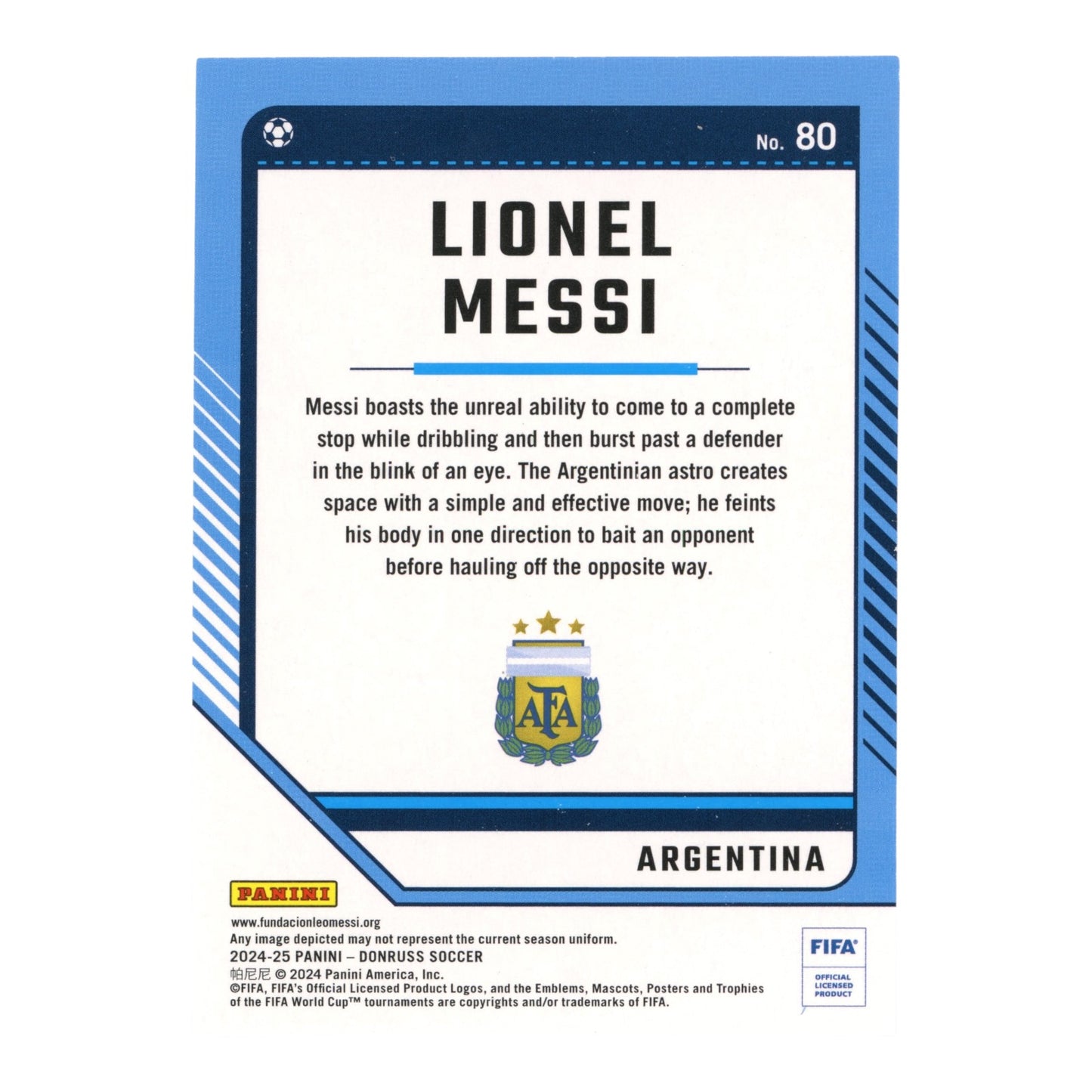 Lionel Messi 2024-25 Donruss Soccer FIFA 42/99 #80