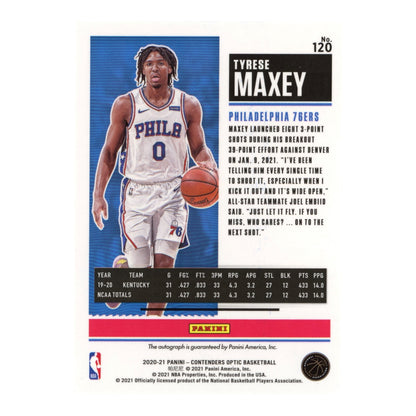 Tyrese Maxey 2020-21 Contenders Optic Auto Rookie RC #120