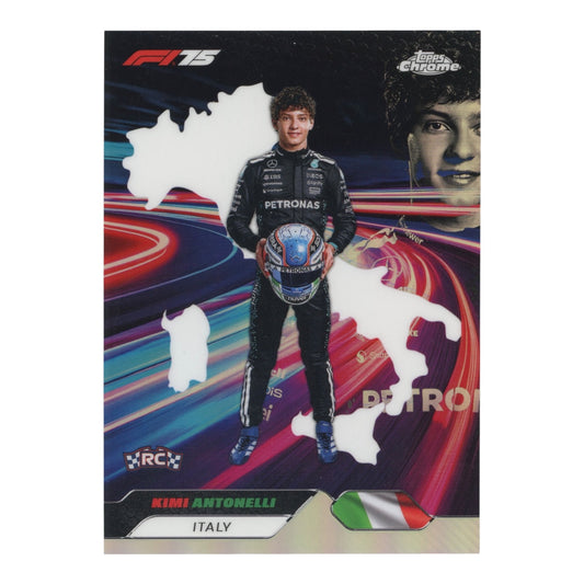 Kimi Antonelli 2025 Topps Chrome Formula 1 F1 Neon Nations 75th Anniversary Rookie RC Case Hit #NN-4