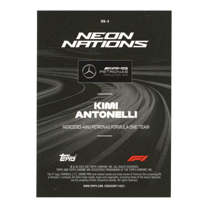 Kimi Antonelli 2025 Topps Chrome Formula 1 F1 Neon Nations 75th Anniversary Rookie RC Case Hit #NN-4