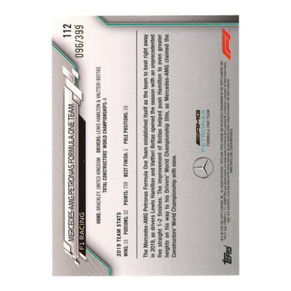 Mercedes AMG Team Logo 2020 Topps Chrome Formula 1 F1 096/399 #112