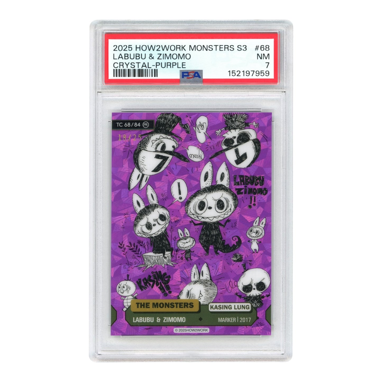 Labubu 2025 How2work The Monsters Series 3 18/25 #68 PSA 7