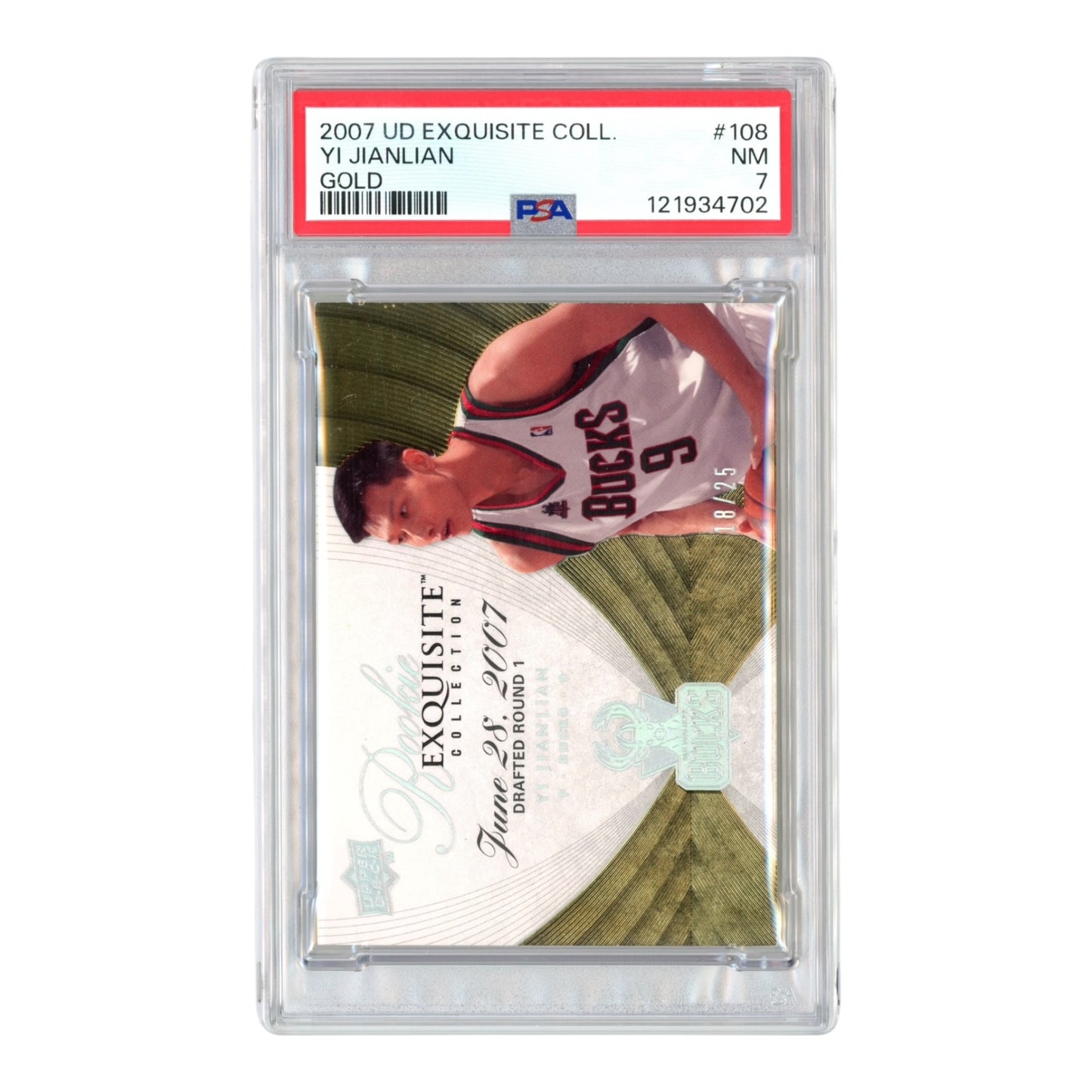 Yi Jainlian 2007 Upper Deck Exquisite Collection 18/25 Rookie RC #108 PSA 7