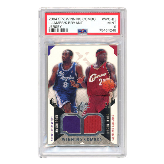 Kobe Bryant/Lebron James 2004 Upper Deck SPx Winning Combo Worned Jersey #WC-BJ PSA 9