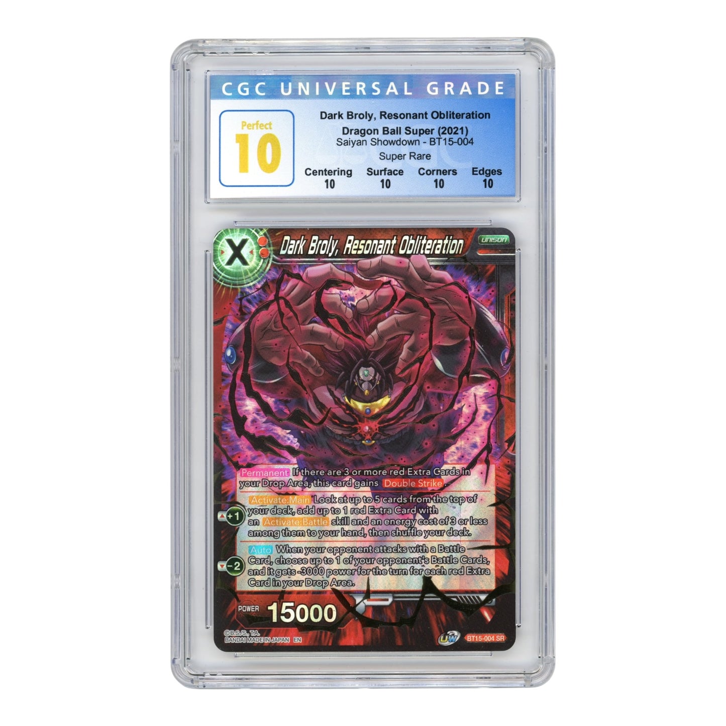 Dark Broly 2021 Dragon Ball Japanese Super BT15 #004 CGC Perfect 10