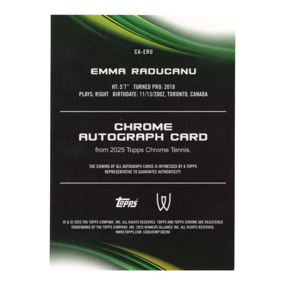Emma Raducanu 2025 Topps Chrome Tennis Prism Auto #CA-ERU