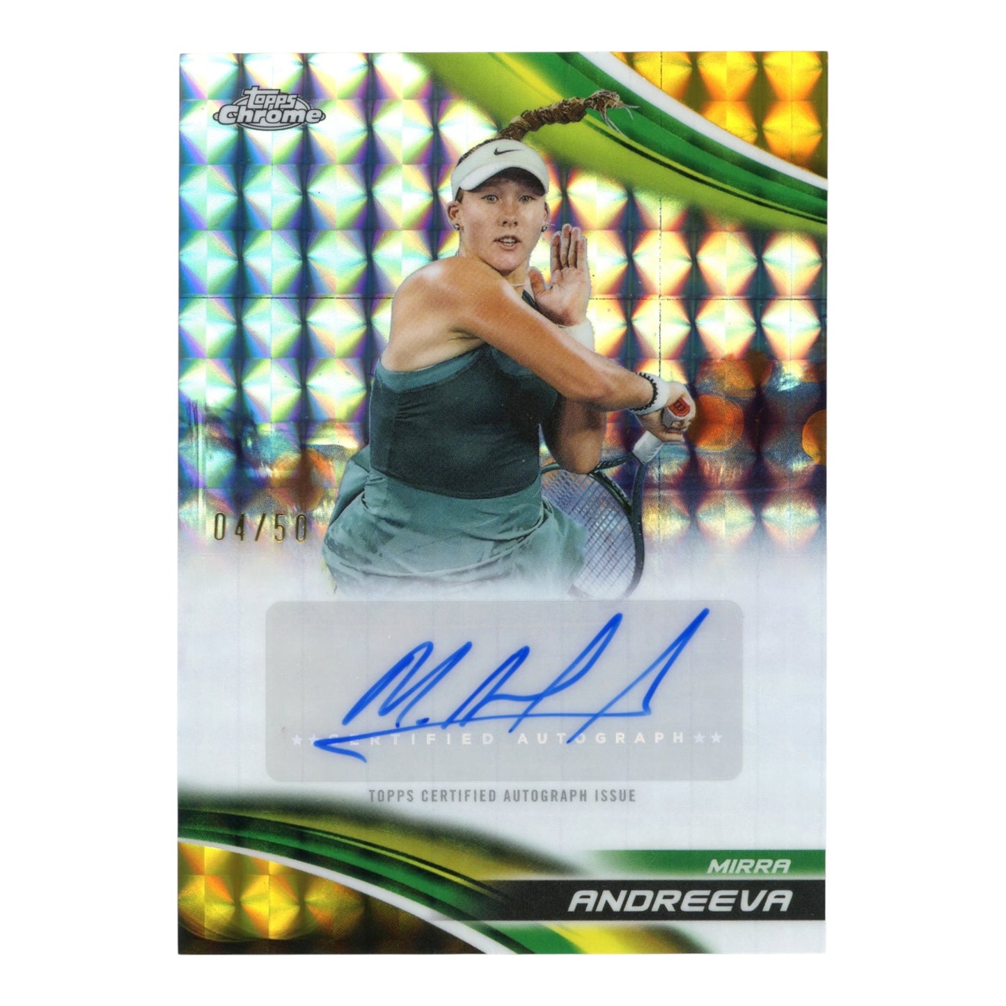 Mirra Andreeva 2025 Topps Chrome Tennis Prism Auto 04/50 #CA-MAA