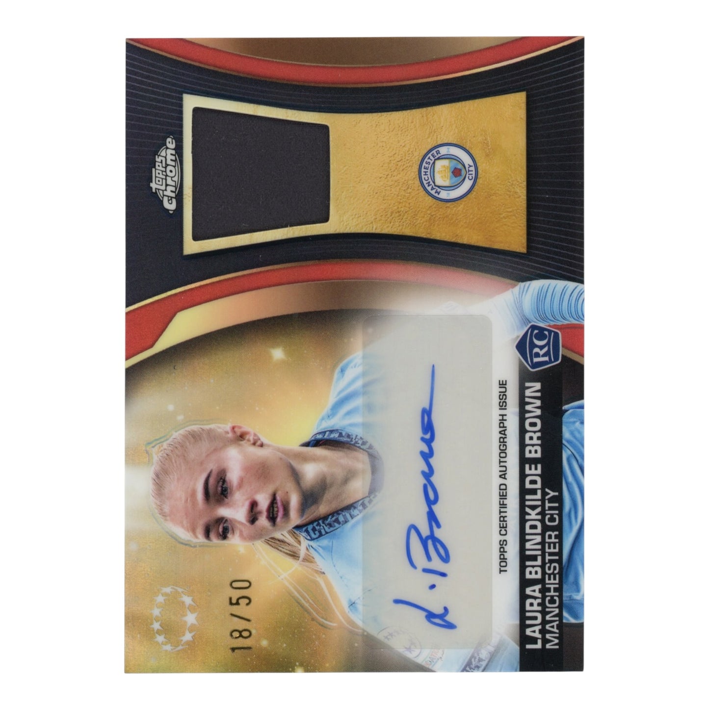 Laura Blindkilde Brown 2025 Topps Chrome Jersey Auto 18/50 Rookie RC #CPAR-LBB