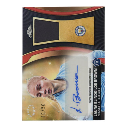 Laura Blindkilde Brown 2025 Topps Chrome Jersey Auto 18/50 Rookie RC #CPAR-LBB