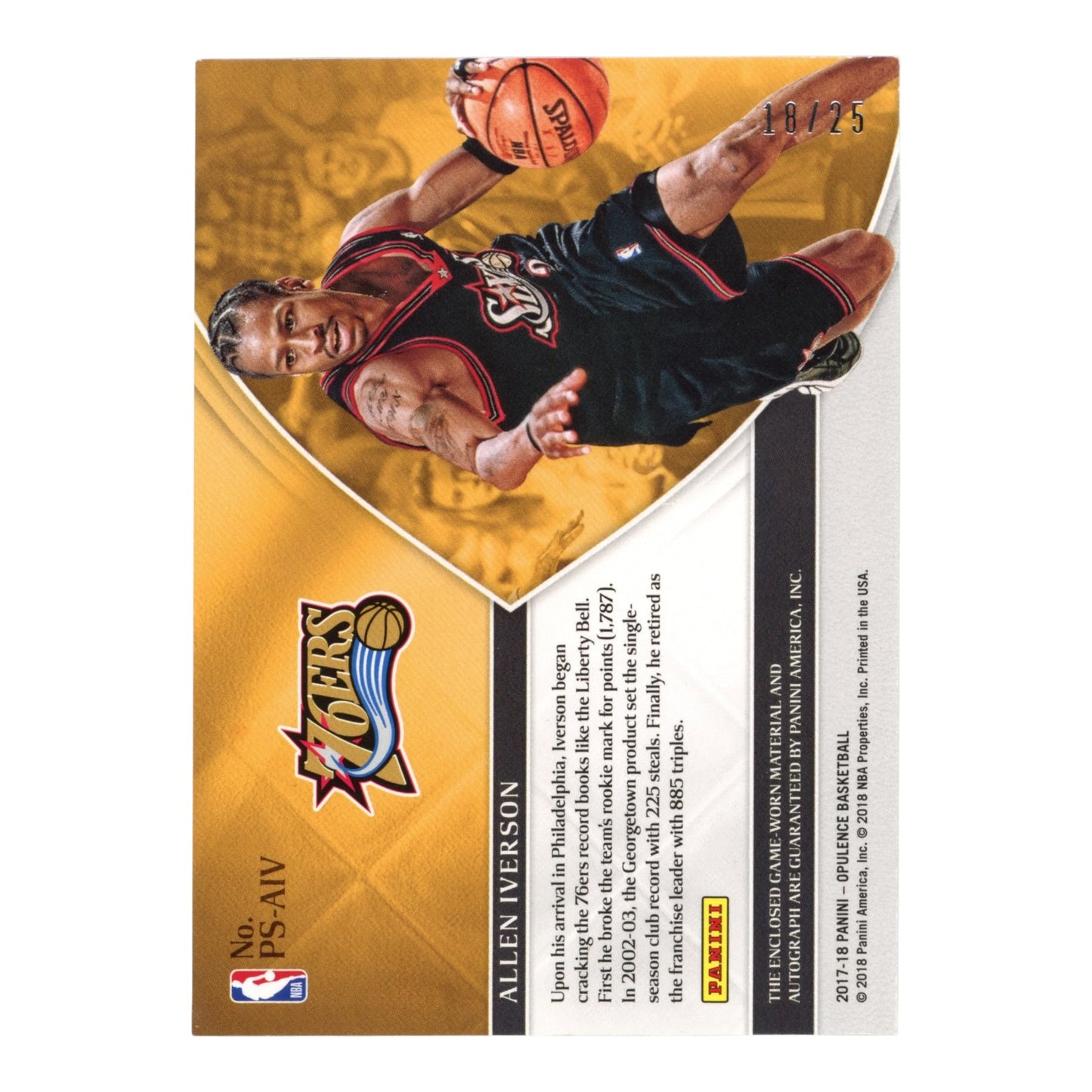 Allen Iverson 2017-18 Opulence Jersey Auto 18/25 #PS-AIV