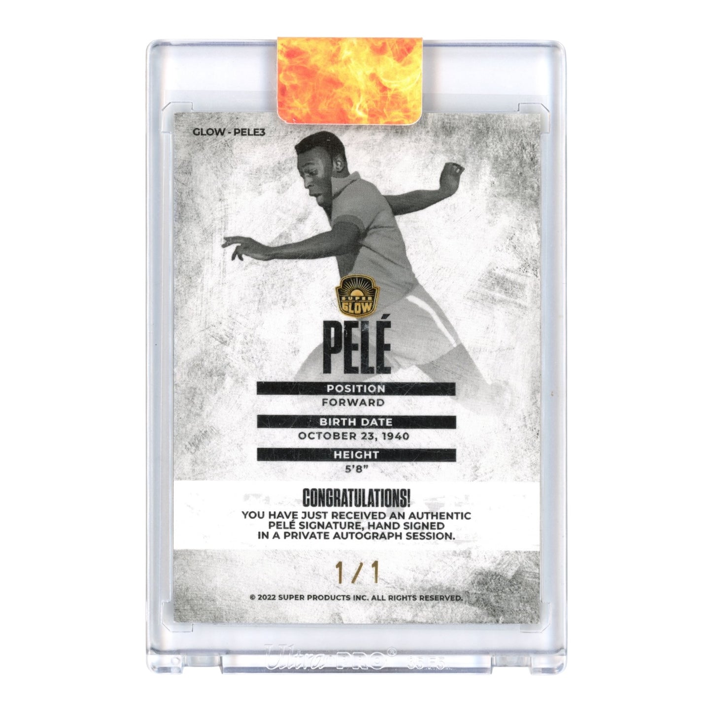 Pele 2022 Super Soccer Collection 1/1 Auto #GLOW-PELE3