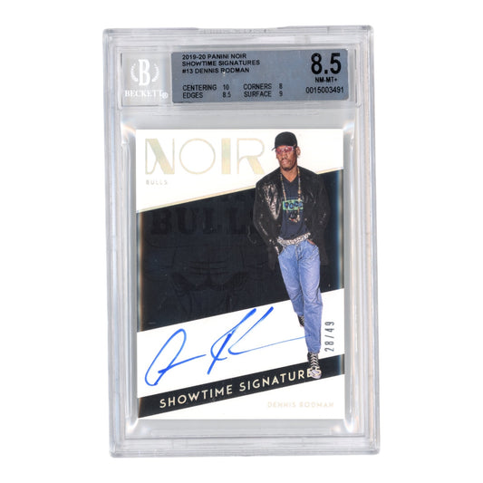 Dennis Rodman 2019-20 Noir Showtime Auto 28/49 #13 BGS 8.5